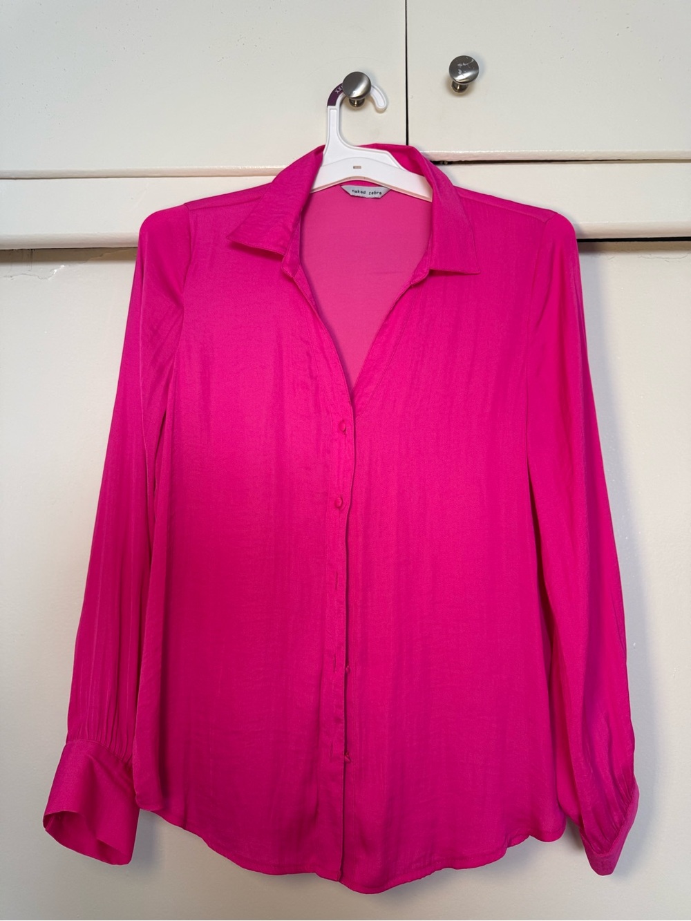 Naked Zebra Fuchsia Button-Front Blouse